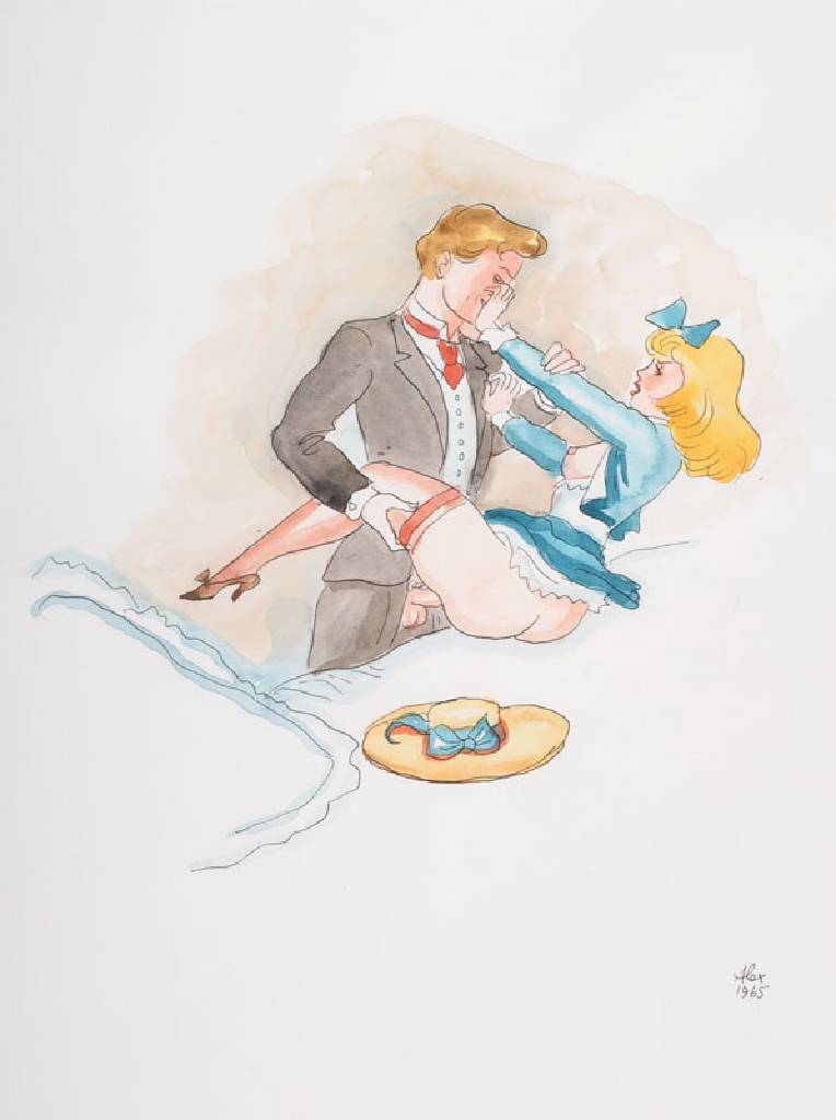 Alexander SzÃ©kely, 1901-1940, aquarellierte Federzeichnung, "Liane LaurÃ© Jacinthe", aus: Anschauungsunterricht, signiert und datiert ...