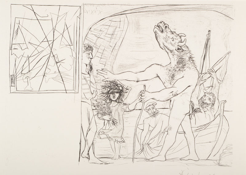 Pablo Picasso, 1881-1973, Konvolut aus zwei Lithographien nach der Auflage Suite Vollard, "Blinder Minotaurus von einem Mädchen geführt" ...