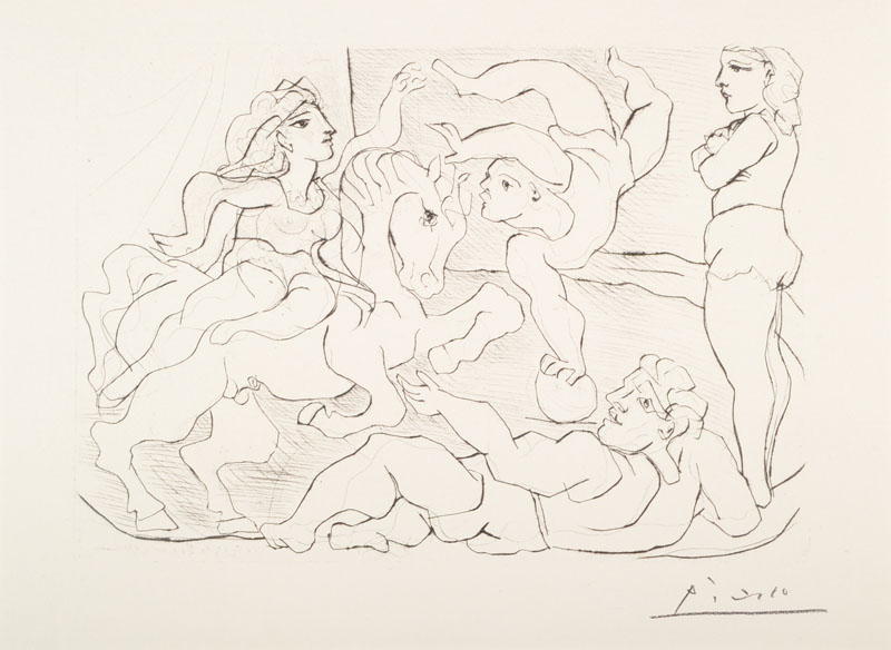Detail a: Pablo Picasso, 1881-1973, Konvolut aus zwei Lithographien nach der Auflage Suite Vollard, "Blinder Minotaurus von einem Mädchen geführt" ...