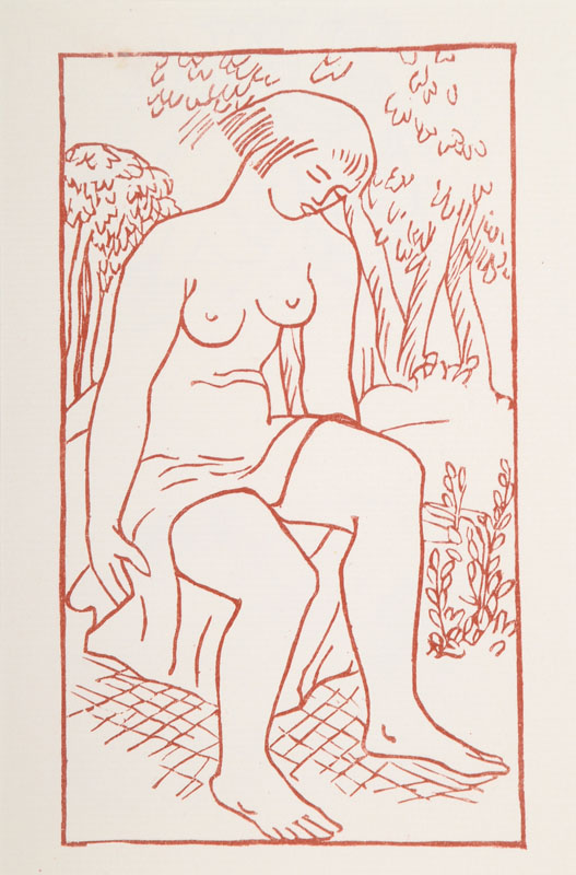 Aristide Maillol, 1861-1944, Konvolut aus vier Holzschnitten, Carmina, aus: Odes dÂ´Orace, 50 Exemplare der Vorzugsausgabe Gonin, Paris 1939, ...