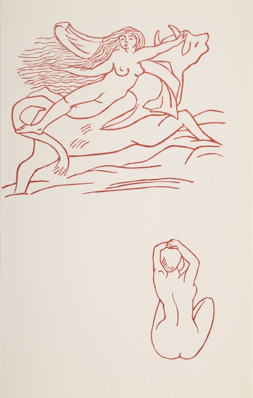 Detail c: Aristide Maillol, 1861-1944, Konvolut aus vier Holzschnitten, Carmina, aus: Odes dÂ´Orace, 50 Exemplare der Vorzugsausgabe Gonin, Paris 1939, ...