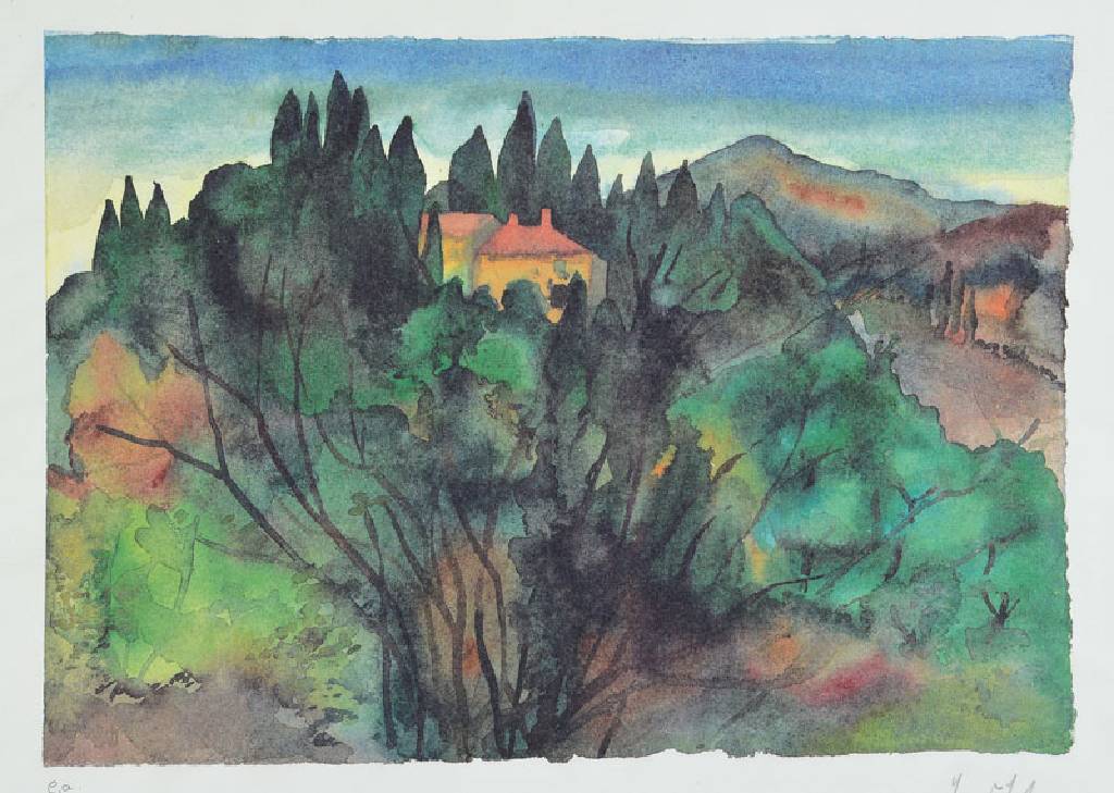 Günter Grass, 1927-2015, Konvolut aus zwei Lithografien, südliche Landschaft, sign. u. num. e.a., 24,5x34,5cm, und "so hoch springen ...