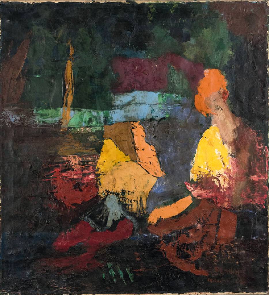 Josef Brandl, 1911-1965, Abstrakt-figurale Komposition, Öl/Lwd, rechts unten signiert und datiert München 62, ca. 69x65cm