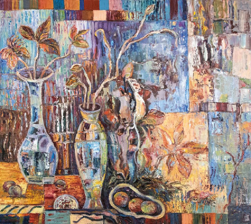 Elena Mokina, geb. 1960 Sotschi, Erinnerung an den Herbst, Öl/Holz, links unten sign., dat. 1997, rückseitig betitelt, ca. 90x80 cm