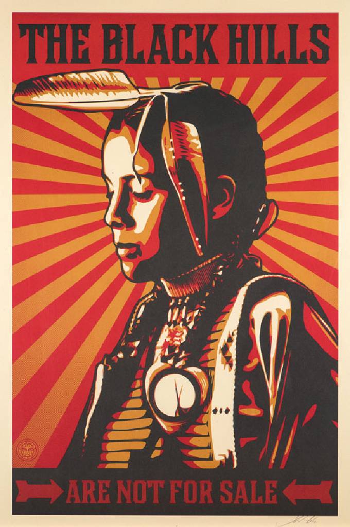Shepard Fairey, geb. 1970, The Black Hills, Farbsiebdruck, sign., Blattgr. 90x60 cm, unter Glas gerahmt