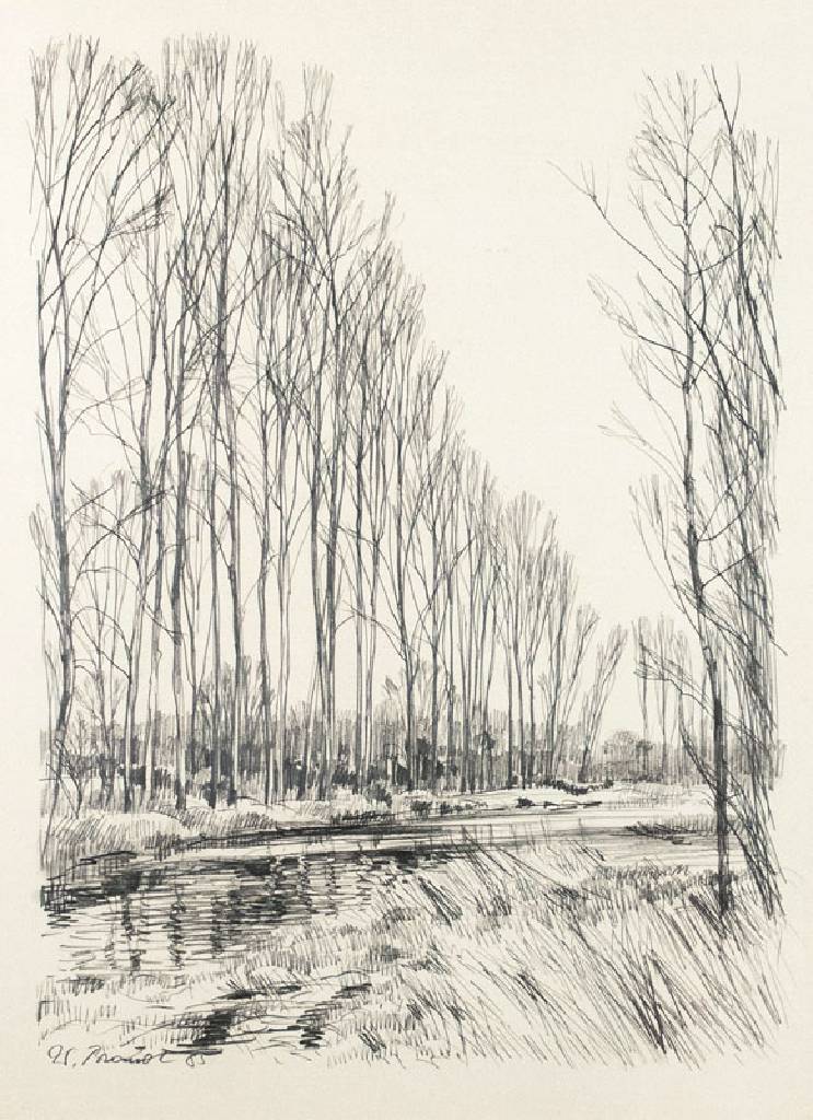 Werner Brand, geb. 1933, Bleistiftzeichnung, links unten signiert und datiert 85, PP, ca. 58x43 cm, unter Glas gerahmt