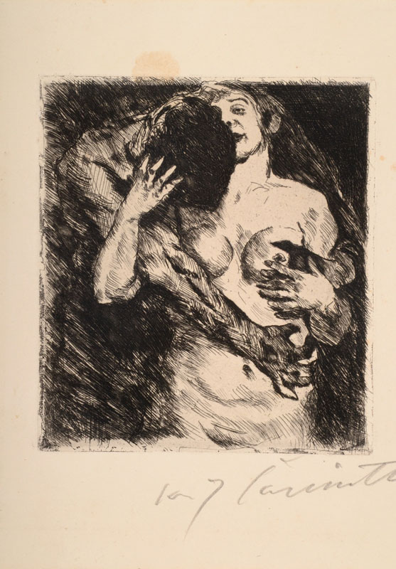Lovis Corinth, 1858 Tapiau-1925 Zandvoort, Umarmung, Radierung von 1915, rechts unten handsigniert, 18x16cm, bedeutender deutscher Impressionist, ab ...