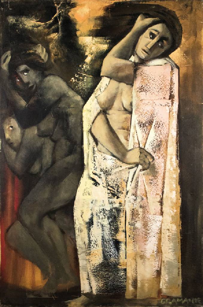 Antonio Bramenta, Italienischer Künstler, Öl/Lwd, Abstrakte Figurenkomposition, rechts unten signiert, ca. 120x80 cm