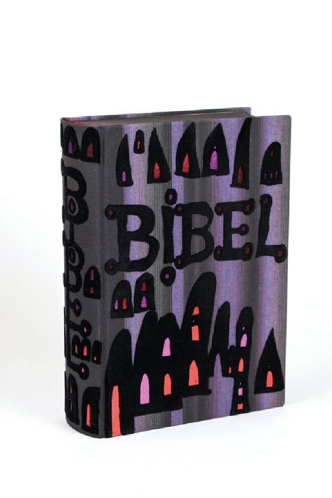 Die Bibel illustriert von Friedensreich Hundertwasser, Pattloch-Verlag, 1995, Einband und Schuber von Hundertwasser gestaltet, Originalverpackung