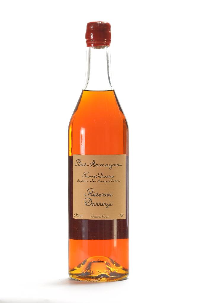 1 Flasche Bas Armagnac Reserve Darroge, ca. 70 cl, 43 % Vol., Abstand zwischen Kapsel und Armagnac: ca. 5 cm, unverkostet, im Originalkarton