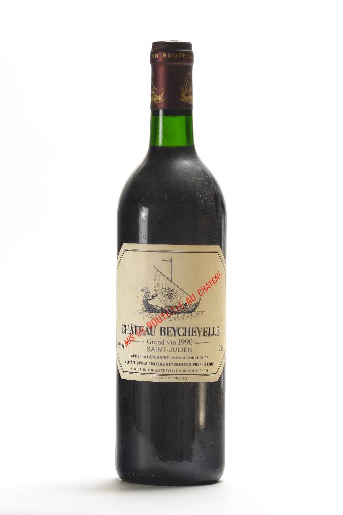 1 Flaschen 1990 Chateau Beychevelle, St.Julien, ca. 75 cl, unverkostet, Füllstand: ca. top shoulder, 12,5% Vol., Etikett min. gebräunt, , Jeannie ...