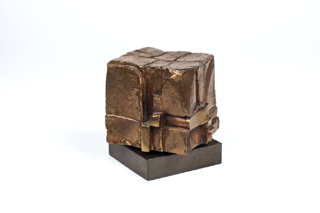 Jose Luis Sanches, geb. 1926, bedeutender spanischer Bildhauer, "Bloque", Bronzeskulptur, sign. und num. 51/100, drehbar, H. ca. 13 cm