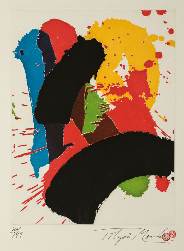 Tilopa Monk, 1949-2010, "Komposition VI", Farbradierung, signiert re unten, num. 34/99, Blattmaß 32x24,5 cm