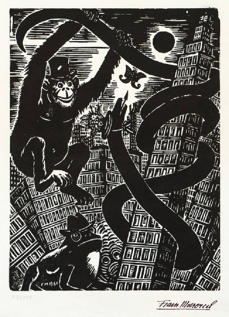Frans Masereel, 1889-1972, Holzschnitt, Stempelsignatur, nummeriert 73/100, von 1988, rückseitig Stempel der Stiftung Saarbrücken, Blattgr. ca. ...