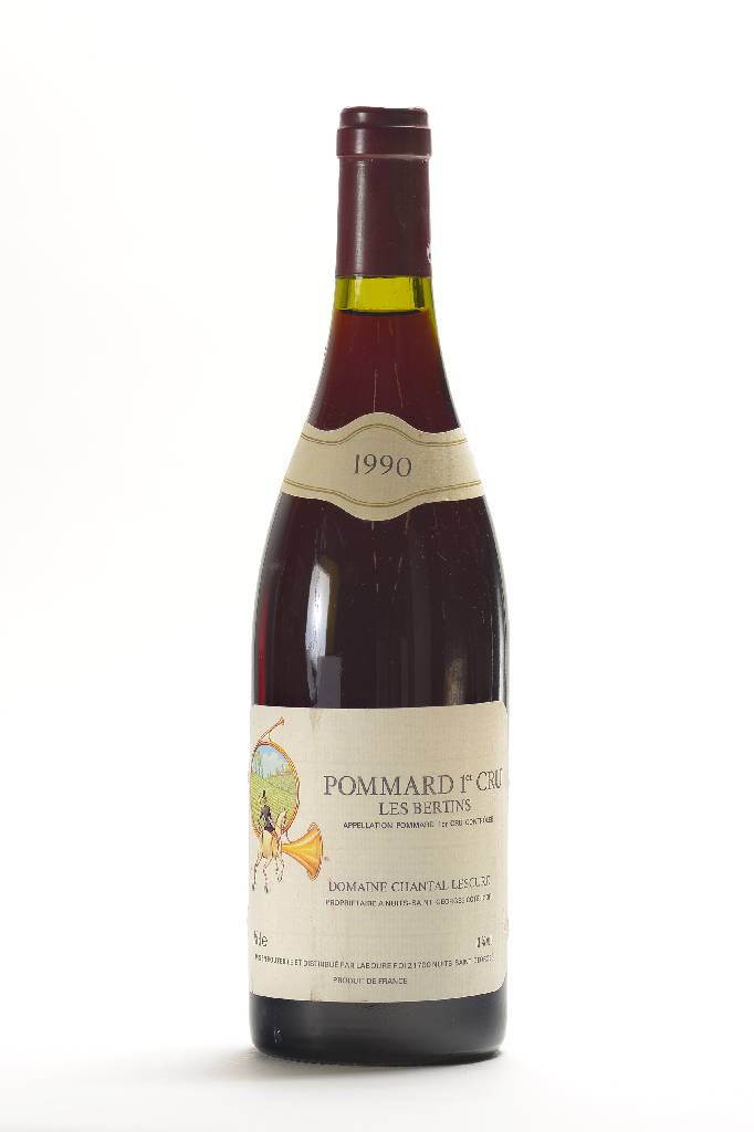 4 Flaschen 1990 Les Bertins Pommard Domaine Chantal Lescure, Cote D'Or, 13 % Vol., je ca. 75 cl, Abstand zwischen Kapseln und Wein: ca. 1cm, ...