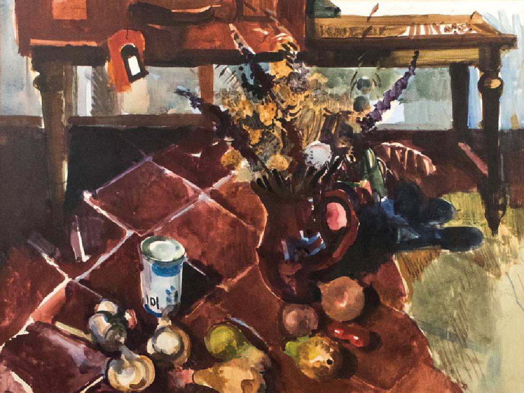 Bruno Müller-Linow, 1909-1997, Aquarell, Stillleben-Arrangement, rechts oben signiert, wohl 1980, PP, ca. 75x58cm, unter Glas gerahmt