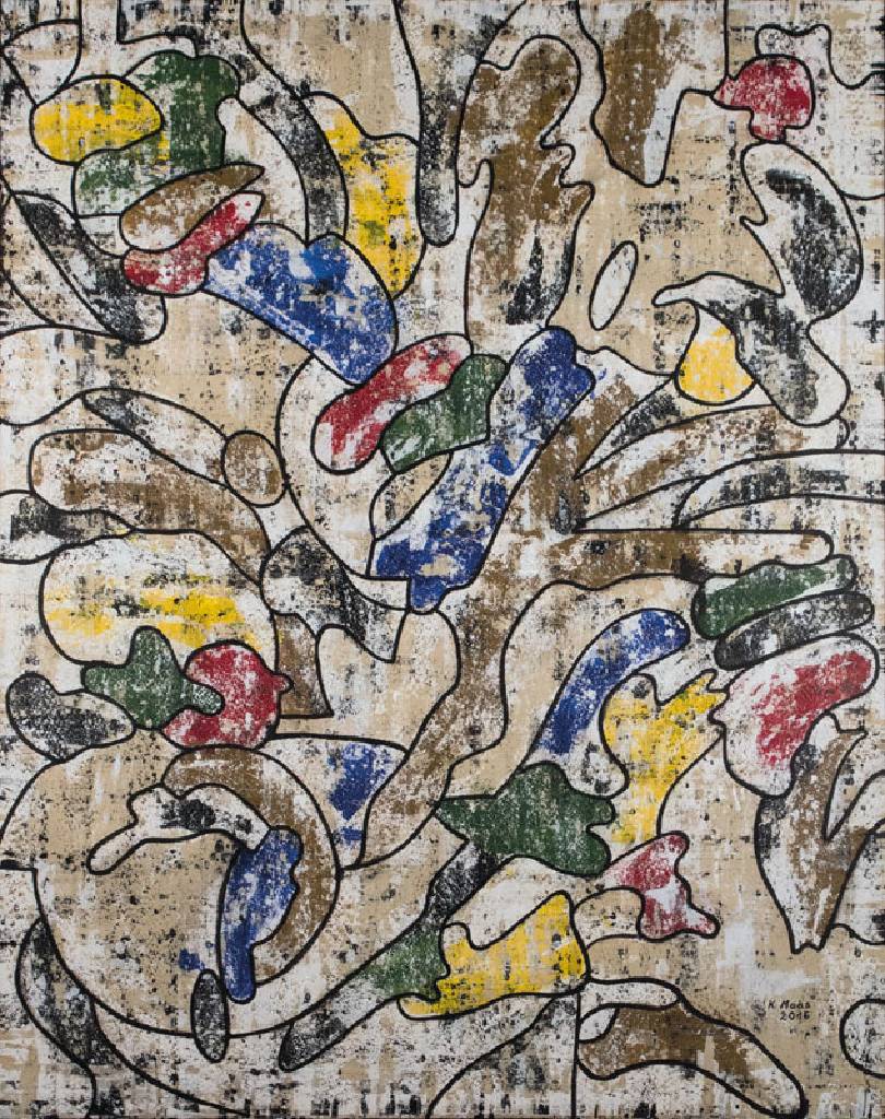 Karin Maas, geb. 1952, Ausstellungen im In- und Ausland, Eintrag im Art3 2000 Europäischer Künstlerkatalog, hier: Sammelsurium, Acryl/Lwd, rechts ...