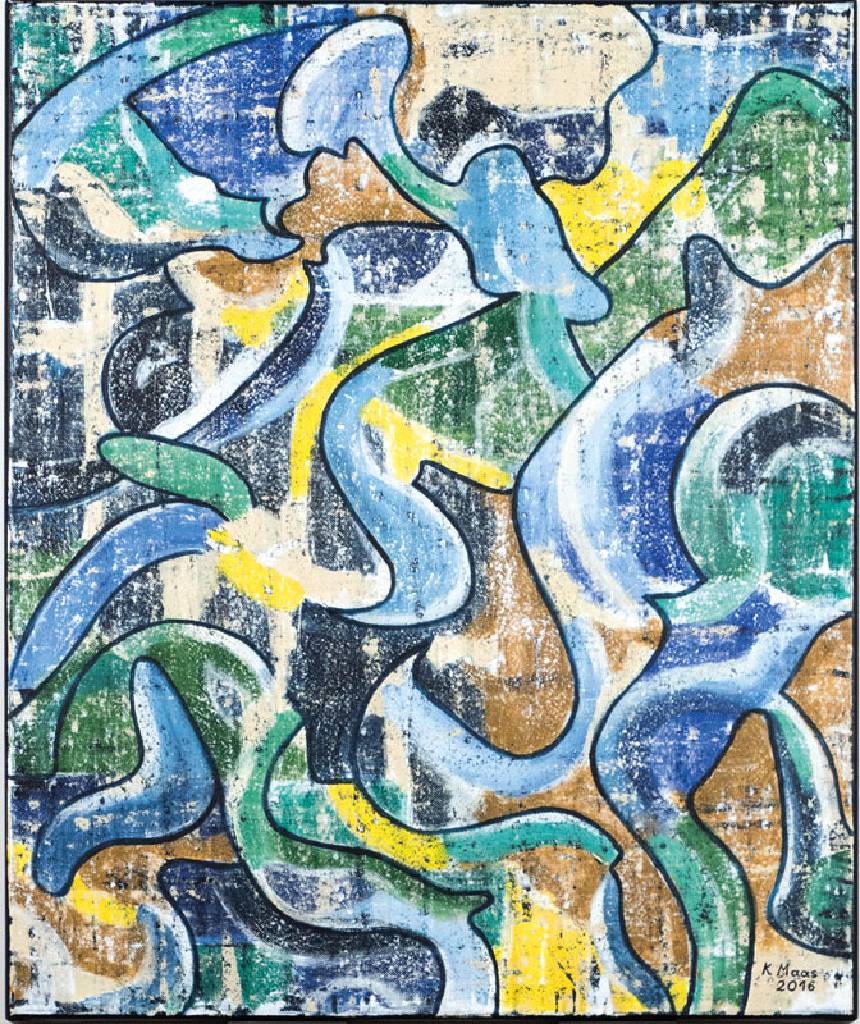 Karin Maas, geb. 1952, Ausstellungen im In- und Ausland, Eintrag im Art3 2000 Europäischer Künstlerkatalog, hier: Leichtigkeit 1, Acryl/Lwd, rechts ...
