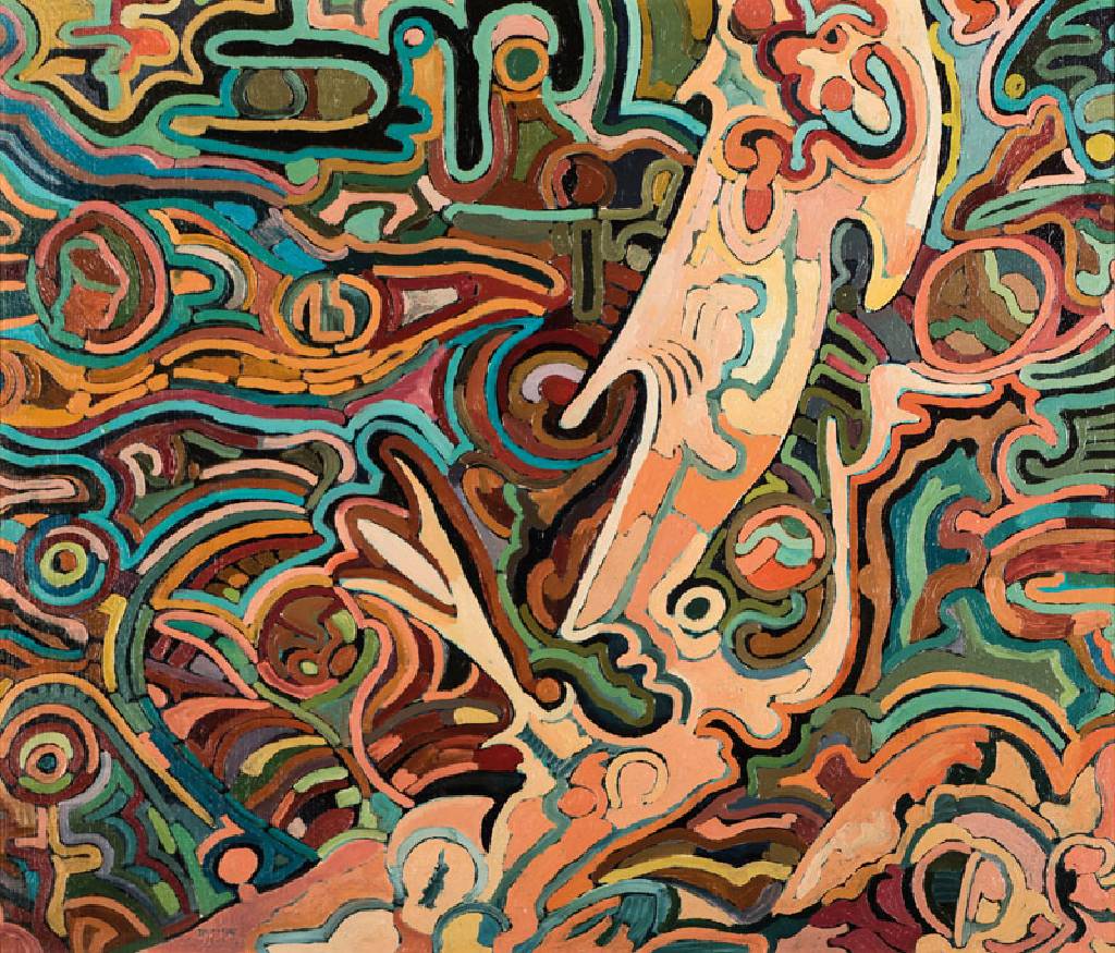 Unbekannter Französischer Künstler, Figurative Malerei in surrealistischer Auffassung, Öl/Lwd, rückseitig beschriftet "l ´été", ...