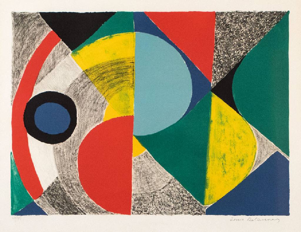 Sonja Delauney-Terk, 1885-1979, Farblithographie, Verticale, sign. u. num. 49/75, PP, Motiv 39x53 cm, unter Glas gerahmt