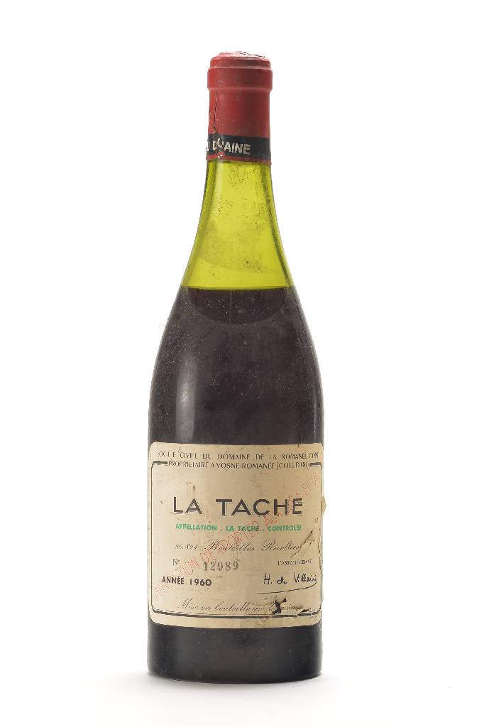 1 Flasche 1960 La Tache Domaine de la Romanee Conti, Cote D'Or, ca. 75 cl, Abstand zwischen Kapsel und Wein: ca. 5,9 cm, unverkostet, Etikett ...