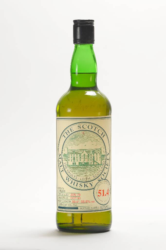 1 Flasche Bushmills Scotch Whisky, Etikett von der Scotch Malt Whisky Society, destilliert im Juni 1978, abgefüllt im Oktober1991, 56,8 Vol., ca. 75 ...