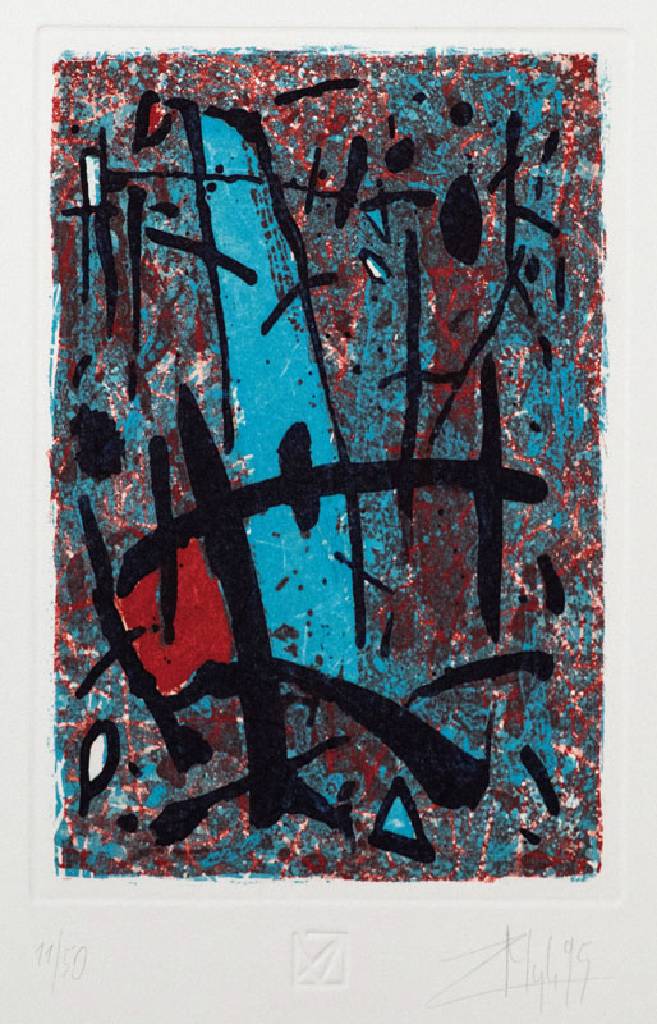 Myk Zbigniew, geb. 1952, Mappe mit zwei Farbradierungen, sign. und num. 11/50, dat. 95, Platte ca. 18,5x12,5 cm, Blattgr. ca. 39,5x26,5 cm, 1x ...