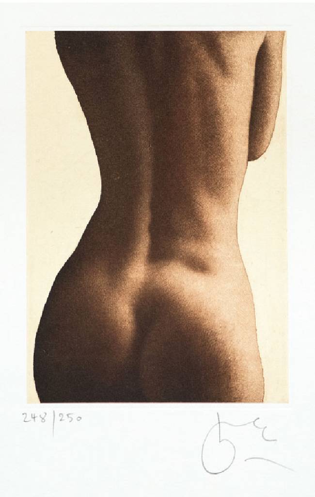 Willi Kissmer, geb. 1951 Duisburg, Rückenakt, Farbradierung, signiert und nummeriert 248/250, Platte ca. 17,5x12,5 cm, Blattgr. ca. 35x26,5 cm