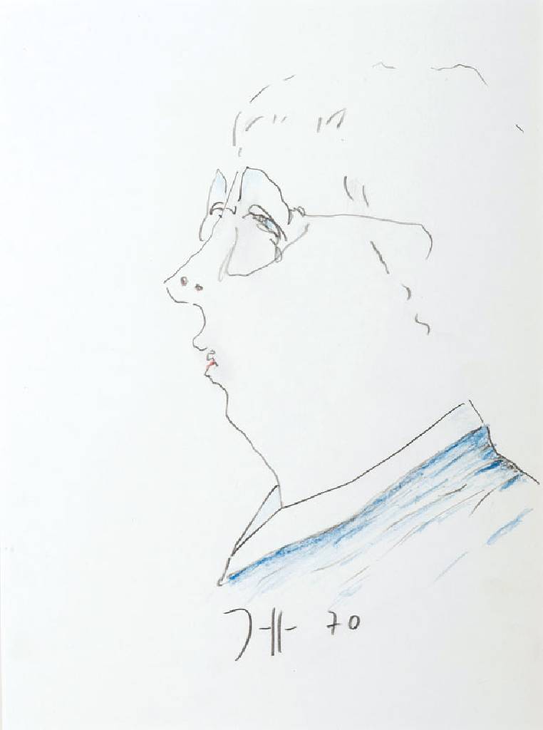 Horst Janssen, 1929-1995, Selbstporträt, Bunt- und Bleistiftzeichnung auf Papier, monogrammiert und datiert 70, PP, Ausschnitt ca. 27x20 cm, unter ...