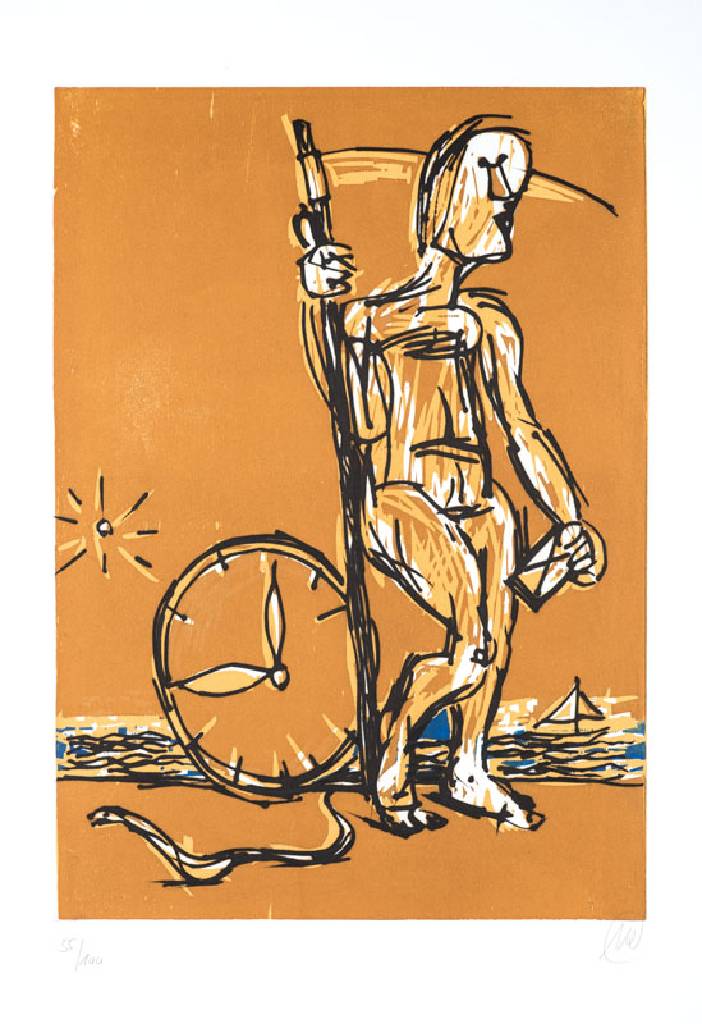 Markus Lüpertz, geb. 1941, Zeitreise, Radierung u. Holzschnitt auf dickem Velin (Canson Gravure mit Wasserzeichen), 2008, Überlagerung zweier ...