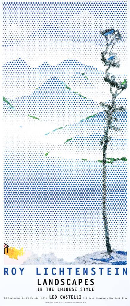 Roy Lichtenstein, 1923-1997, Landscapes in the Chinese Style, Farboffset, Plakat, Castelli New York, 1996, signiert, Blattgr. ca. 124,5x53,5 cm