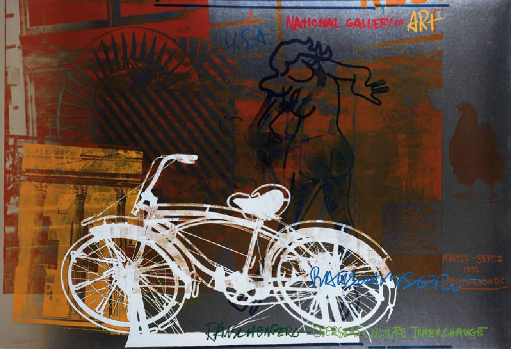 Robert Rauschenberg, 1925-2008, Farbsiebdruck auf Silberfolie auf Karton, National Gallery of Art Washington, 1991, sign., Blattgr. 67x99,5 cm