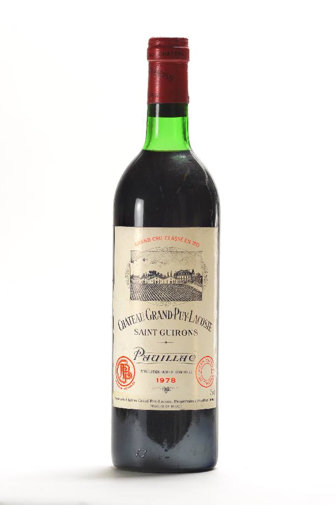6 Flaschen 1978 Chateau Grand-Puy-Lacoste, Pauillac, Grand Cru Classe, je ca. 75 cl, Füllstände: je ca. top shoulder, guter Erhaltungszustand, ...