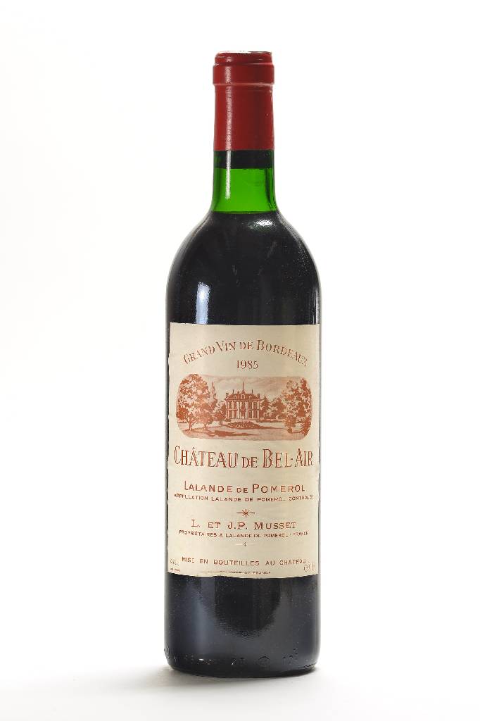 4 Flaschen 1985 Chateau de Bel-Air, Lalandede Pomerol, je ca. 75 cl, 12,5 % Vol., Füllstände: je ca. top shoulder, unverkostet, sehr guter ...