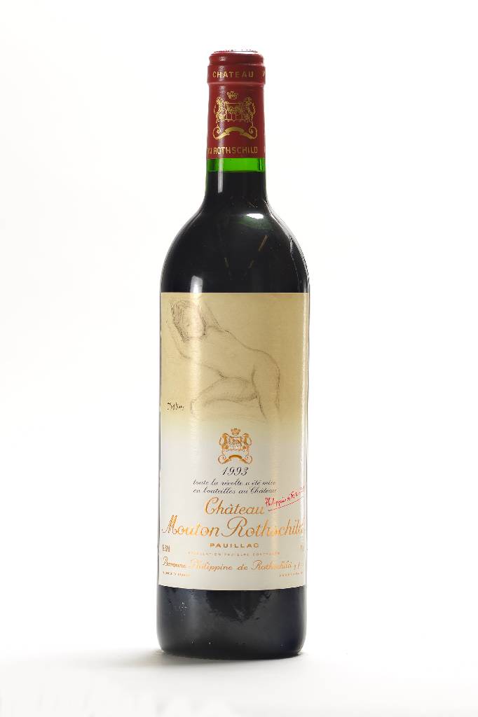 2 Flaschen 1993 Chateau Mouton Rothschild, Künstleretikett: Balthus, Füllstände: je ca. into neck, ca. 75 cl, 12,5 % Vol., unverkostet, selten im ...