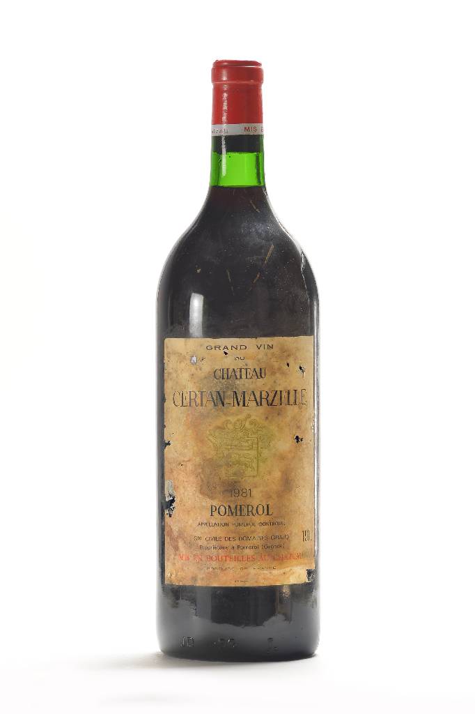 1 Magnumflasche 1981 Chateau Certan-Marzelle , Pomerol, ca. 150 cl, 12 % Vol., unverkostet, in dieser Form selten im Angebot,Etikett gebräunt und l. ...
