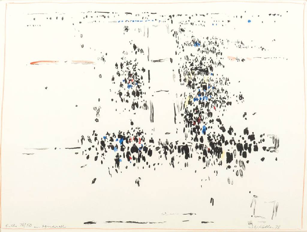 Oskar Koller, 1925-2004, Lithographie, aquarelliert, Fußgängerzone in Tokio, sign. u. num. 16/40, dat. 73, PP, 30x40 cm, unter Glas gerahmt