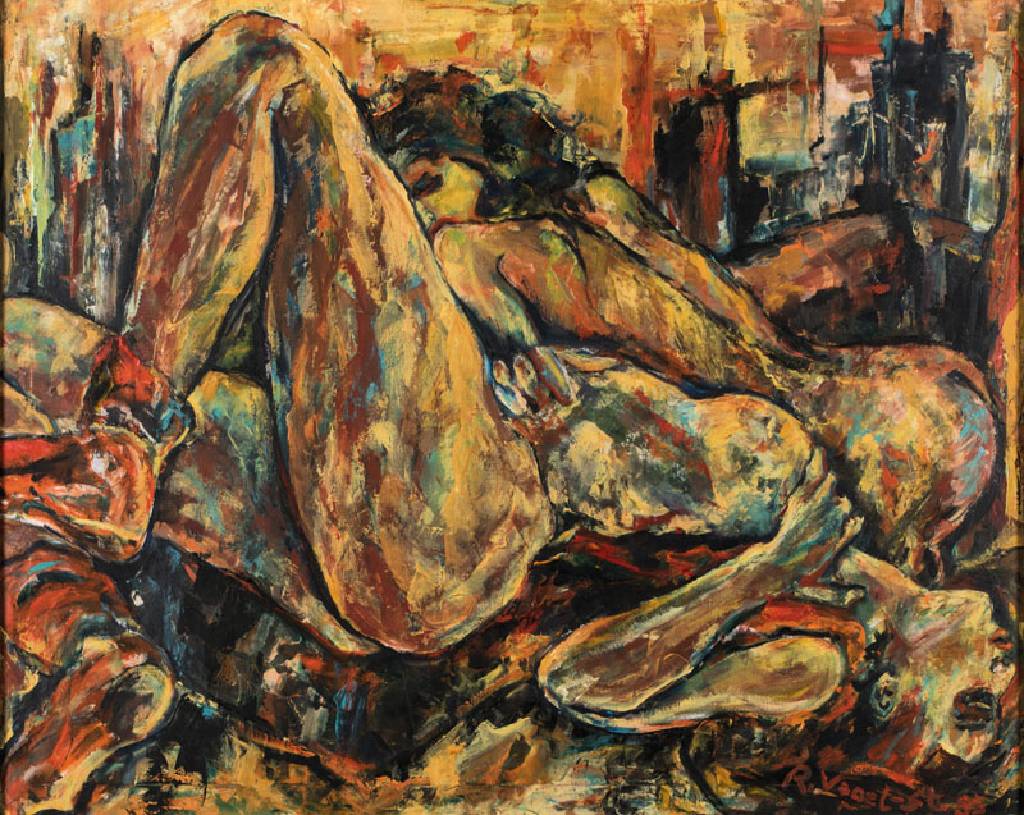 Renate Vogel-Stelling, weibl. Aktmalerei, Acryl/Lwd, sign. u. dat. 95, 80x100cm, gerahmt