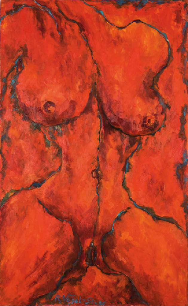 Renate Vogel-Stelling, Gemälde Akt, Öl/Lwd, rechts unten signiert und datiert 96, 130x80cm, kleiner Riss rechts unten in der Leinwand, Rahmen