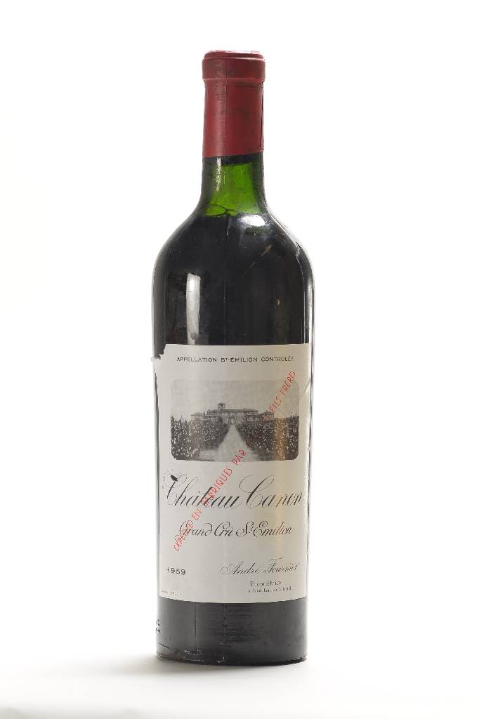 2 Flaschen 1959 Chateau Canon, Saint-Emilion, Grand Cru Classe, Andre Fournier, je ca. 75 cl, Füllstände: ca. top shoulder, unverkostet,selten im ...