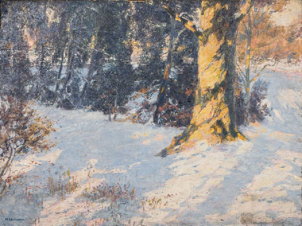 Max Wislicenus, 1861-1957, Schneelandschaft, Öl/Holz, links unten signiert, ca. 45x61 cm, Rahmen