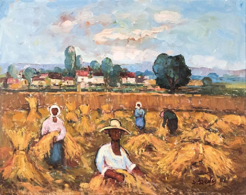 Apostolos Dedes, geb. 1937, Griechischer Expressionist, Feldarbeiter, re. unt. sign., ca. 52x65,5 cm, Rahmen