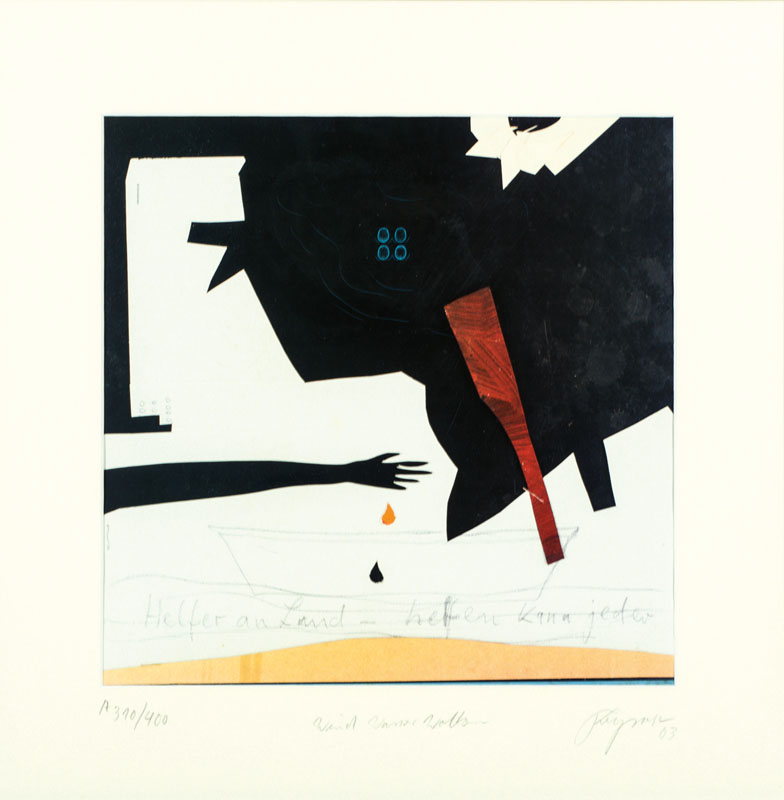 Felix Droese, geb. 1950, Konvolut aus zwei Farboffsets, jeweils signiert, ca. 34x35 cm, je unter Glas gerahmt, gesamt ca. 52,5x52,5 cm