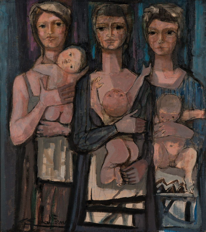 Gian Giacomo Dal Forno, 1909-1989, Le tre madri, Öl/Lwd, links unten signiert, verso betitelt und sign., ca. 95x84 cm, Rahmen