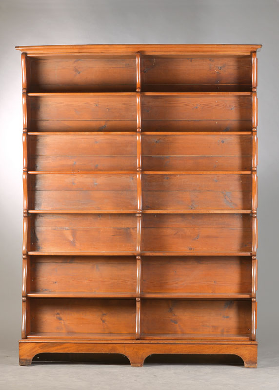 Regal, England, um 1850-1860, Mahagoni massiv, 2-teilig, mit Regalböden, ideal für Bücher, l. verzogen, ca. 232x178x35 cm