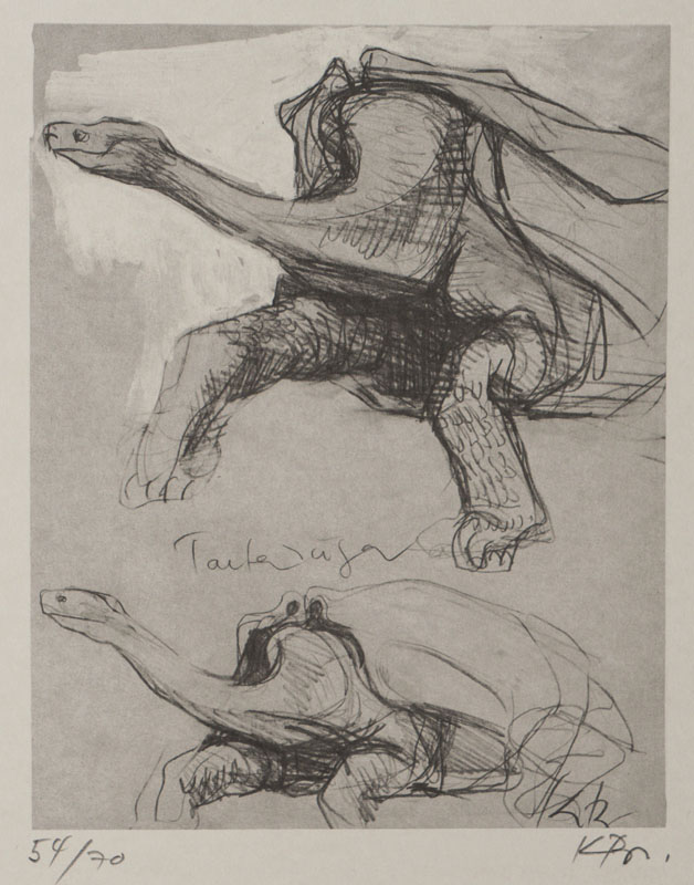 Detail a: 20 Jahre Kunstverein Frankenthal, Die Treidler, Jubiläums-Kunstmappe zum 20-jährigen Bestehens des Vereins, mit 9 Offsets von verschiedenen ...
