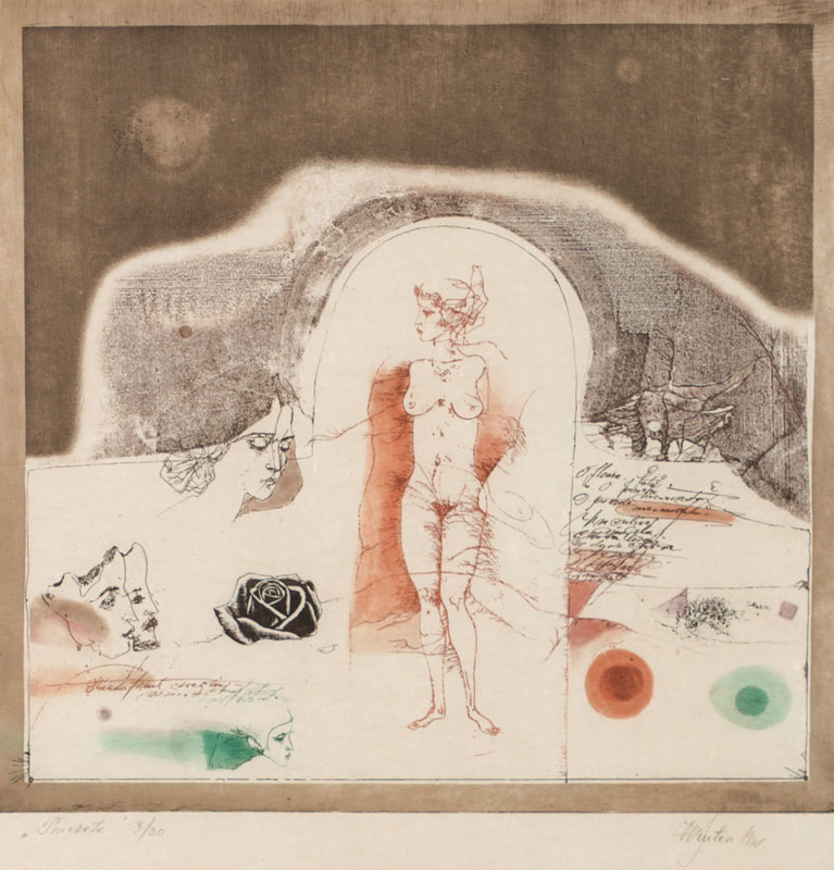 Vasile Pintea, geb. 1931, Aquatinta Radierung, sign., num. 3/30, betitelt, ca. 44x42,5 cm, unter Glas gerahmt