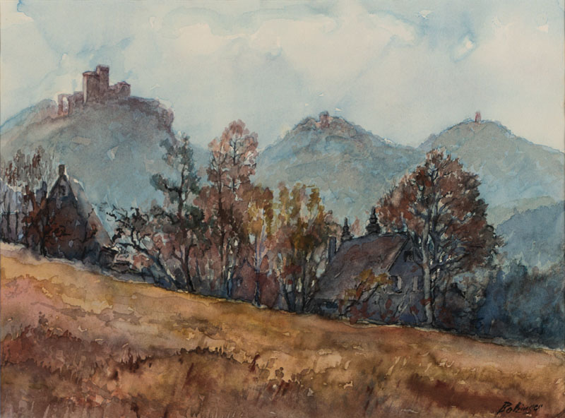 Detail a: unbekannter Künstler, evtl. Lotzinger, Konvolut aus zwei Aquarellen, regionale Landschaftsmotive, PP, Ausschnitt jeweils ca. 35x47 cm, jeweils re ...