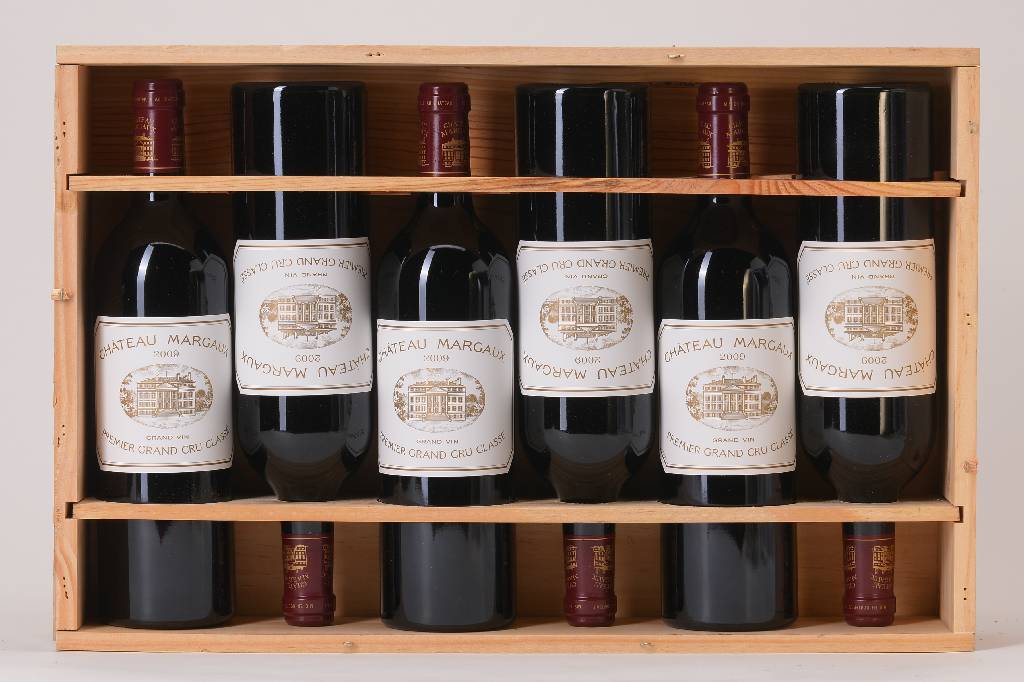6 Flaschen 2009 Chateau Margaux, Margaux, Premier Gran Cru Classe, je ca. 75 cl, Füllstände: je ca. into neck, unverkostet, 13,5 % Vol., in der ...