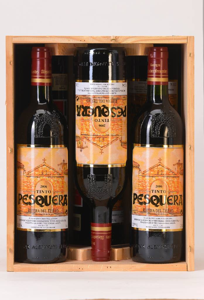 6 Flaschen 2006 Bodegas Alejandro Fernandez Tinto Pesquera Crianza, Ribera Del Duero, je ca. 75 cl, 13,5 % Vol., Füllstände: je ca. into neck, ...